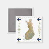 Finland Kaart + Vlaggen Magnet (Voorkant / Achterkant)
