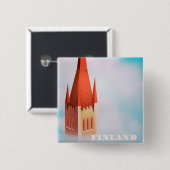 Finland kerk reisposter vierkante button 5,1 cm (Voorkant /achterkant)