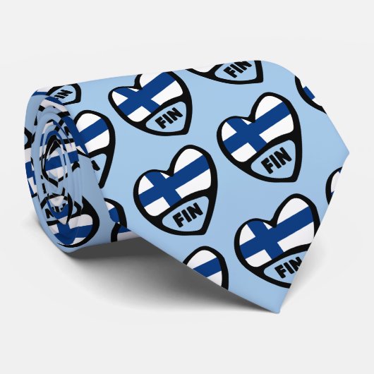 Finland Landcode Vlag Hart Pin Badge, FIN Stropdas (Opgerold)