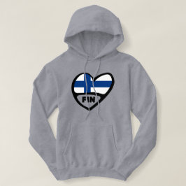 Finland Landcode vlaggenhart, FIN Hoodie