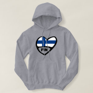 Finland Landcode vlaggenhart, FIN Hoodie