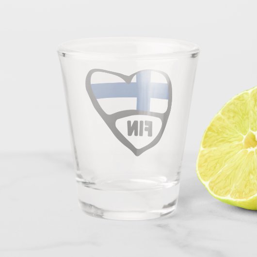 Finland Landcode vlaggenhart, FIN Shot Glas (Achterkant)