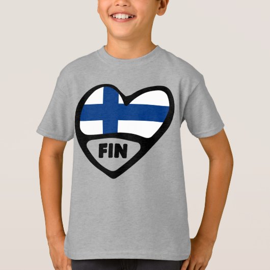 Finland Landcode vlaggenhart, FIN T-shirt (Voorkant)
