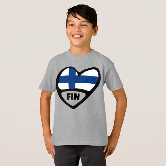Finland Landcode vlaggenhart, FIN T-shirt (Voorkant volledig)