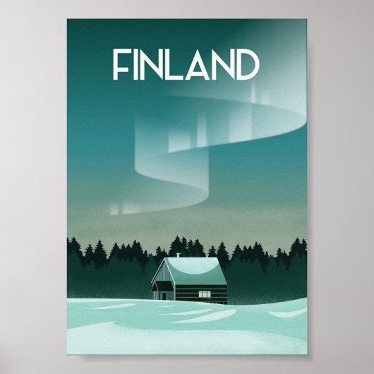 Finland Lapland winter northern lights Poster (Voorkant)
