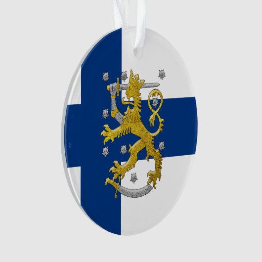 Finland Lion Flag Keepslag Ornament (voorkant)