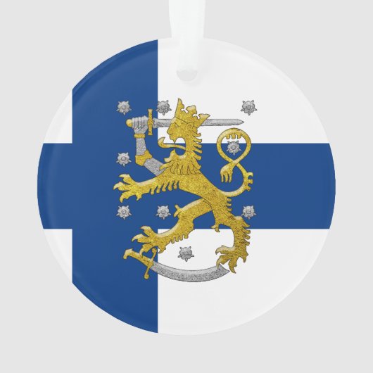 Finland Lion Flag Keepslag Ornament (achterkant)