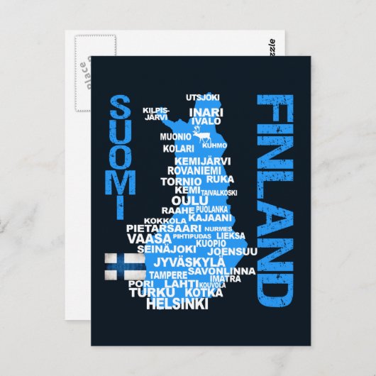 FINLAND MAP BRIEFKAART (Voorkant / Achterkant)