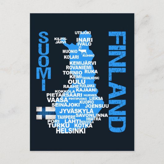 FINLAND MAP BRIEFKAART (Voorkant)
