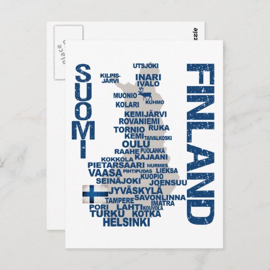 FINLAND MAP BRIEFKAART (Voorkant / Achterkant)