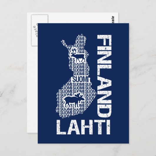  FINLAND MAP briefkaart - Lahti (Voorkant / Achterkant)