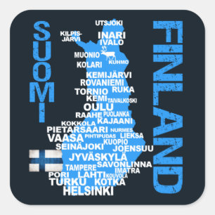 FINLAND MAP-stickers Vierkante Sticker