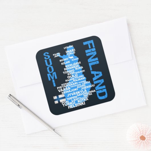 FINLAND MAP-stickers Vierkante Sticker (Envelop)