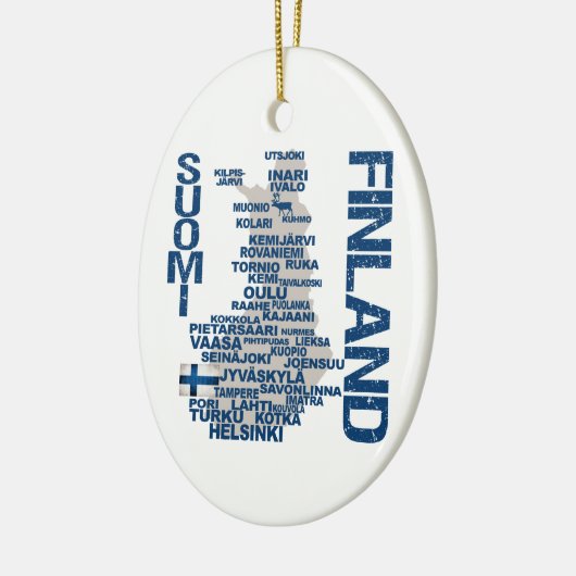FINLAND MAP-versiering - aanpasbaar Keramisch Ornament (Links)
