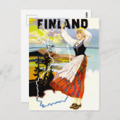 Finland, meisje aan de kust briefkaart (Voorkant / Achterkant)