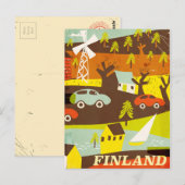 Finland mid century modern reisposter briefkaart (Voorkant / Achterkant)