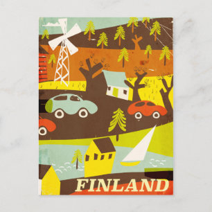 Finland mid century modern reisposter briefkaart