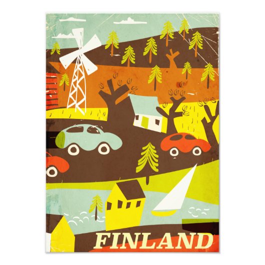 Finland mid century modern reisposter foto afdruk (Voorkant)