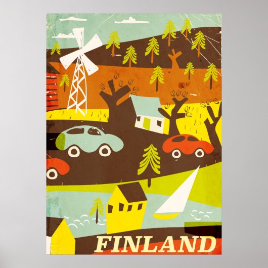 Finland mid century modern reisposter poster (Voorkant)