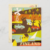 Finland, midden eeuw, modern reisposter briefkaart (Voorkant / Achterkant)