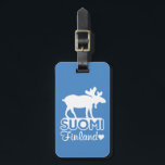 Finland — Moose custom bagagelabel<br><div class="desc">Verander de tekstgebieden in wat u wilt. Met de functie "aanpassen" kunt u de lettertypen, kleuren en de grootte en locatie van de jouw tekst-velden wijzigen, meer tekstvelden toevoegen en zelfs de achtergrondkleur van dit item wijzigen (bewerken) als u dat wenst. Bekijk mijn winkel voor meer objecten met dit ontwerp....</div>