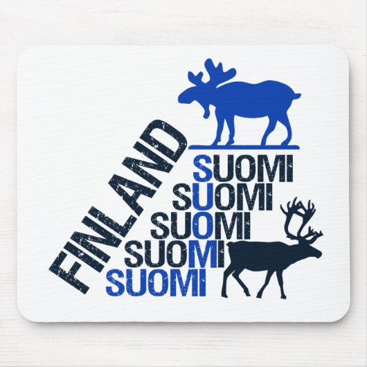 Finland Moose & Reindeer mousepad Muismat (Voorkant)