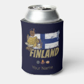 Finland Moose  Vlaggetent Retro Souvenir Blikjeskoeler (Blikje Achterkant)
