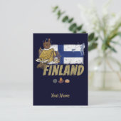 Finland Moose  Vlaggetent Retro Souvenir Feestdagenkaart (Staand voorkant)