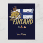Finland Moose  Vlaggetent Retro Souvenir Feestdagenkaart (Voorkant)