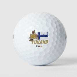 Finland Moose Vlaggetent Retro Souvenir Golfballen
