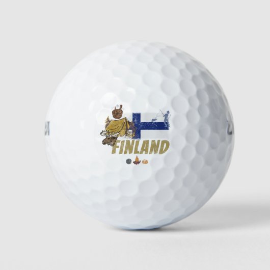 Finland Moose  Vlaggetent Retro Souvenir Golfballen (Voorkant)
