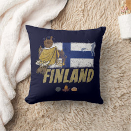 Finland Moose Vlaggetent Retro Souvenir Kussen