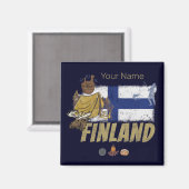 Finland Moose Vlaggetent Retro Souvenir Magneet (Voorkant / Achterkant)