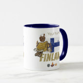 Finland Moose  Vlaggetent Retro Souvenir Mok (Voorkant rechts)