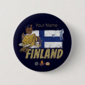 Finland Moose  Vlaggetent Retro Souvenir Ronde Button 5,7 Cm (Voorkant)