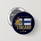Finland Moose  Vlaggetent Retro Souvenir Ronde Button 5,7 Cm (Voorkant /achterkant)