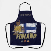 Finland Moose  Vlaggetent Retro Souvenir Schort (Voorkant)