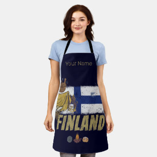 Finland Moose  Vlaggetent Retro Souvenir Schort