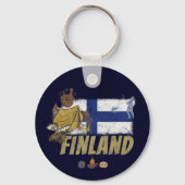 Finland Moose  Vlaggetent Retro Souvenir Sleutelhanger (Voorkant)