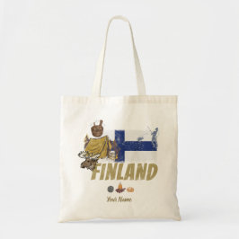 Finland Moose Vlaggetent Retro Souvenir Tote Bag