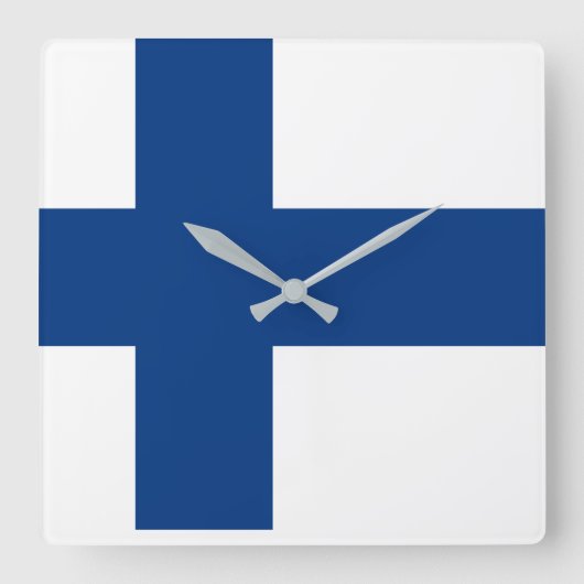 Finland National World Flag Vierkante Klok (Voorkant)