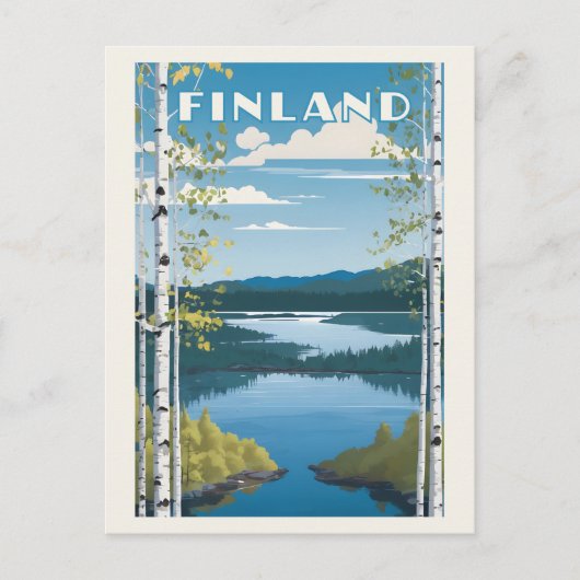 Finland Natuur Illustratie Briefkaart (Voorkant)