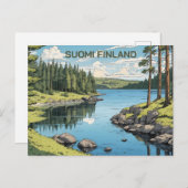 Finland Natuur Illustratie Briefkaart (Voorkant / Achterkant)
