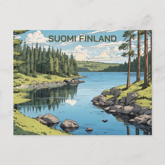 Finland Natuur Illustratie Briefkaart (Voorkant)