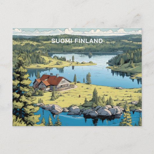 Finland Natuur Illustratie Briefkaart (Voorkant)
