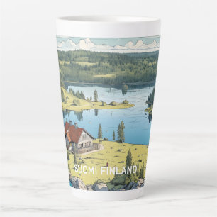Finland Natuur Illustratie Latte Mok