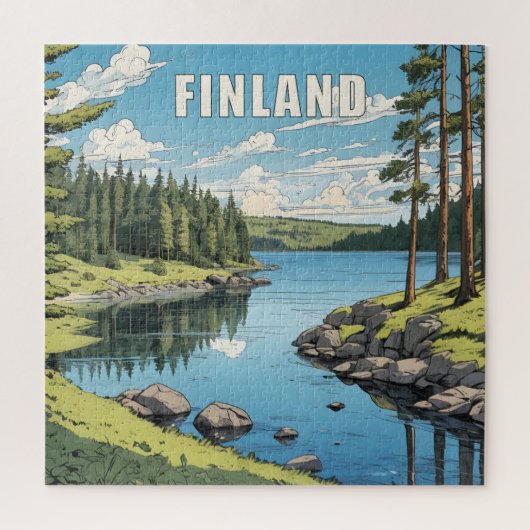 Finland Natuur Illustratie Legpuzzel (Verticaal)