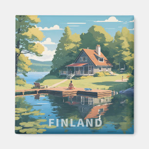 Finland Natuur Illustratie Magneet