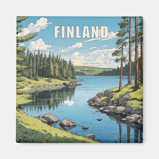 Finland Natuur Illustratie Magneet (Voorkant)