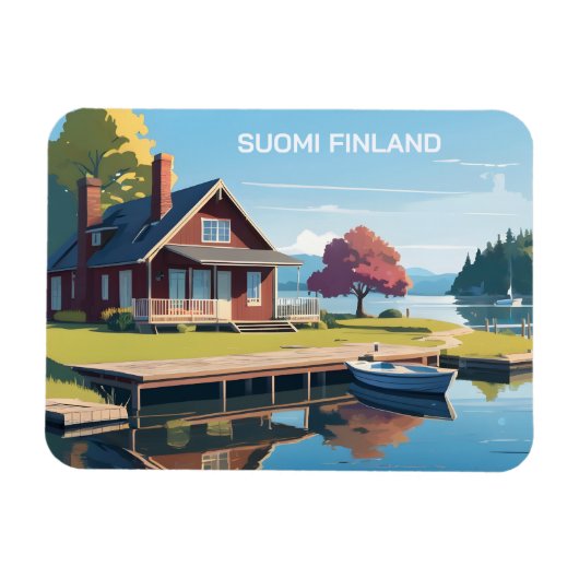 Finland Natuur Illustratie Magneet (Horizontaal)